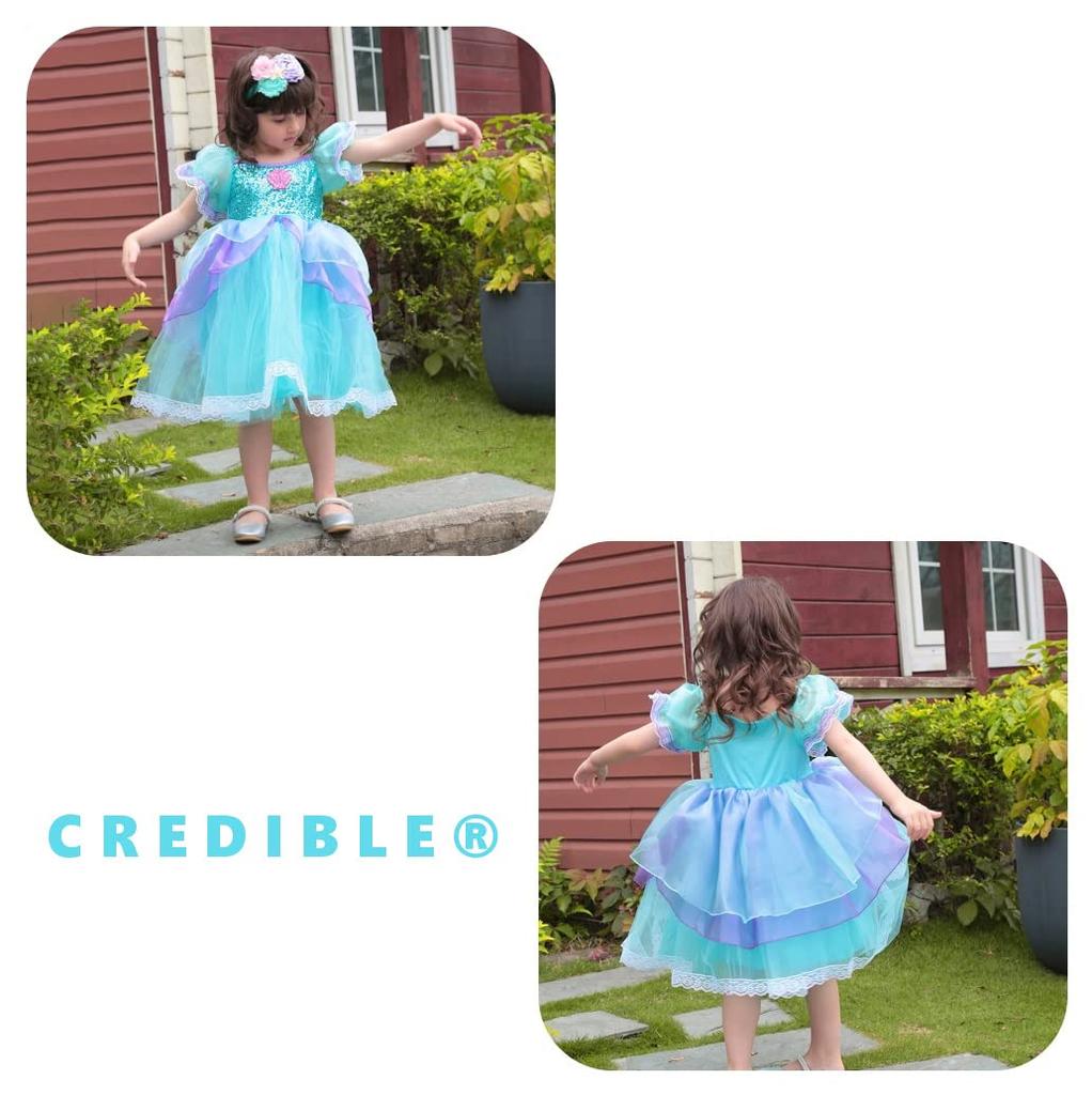 CREDIBLE Princess Cosplay Luxury Set Mermaid B Mermaid Hair Ribbon Heart Magic Original TT5482 Dress, Kids' Costume, 10-Piece - (Princess Dress,