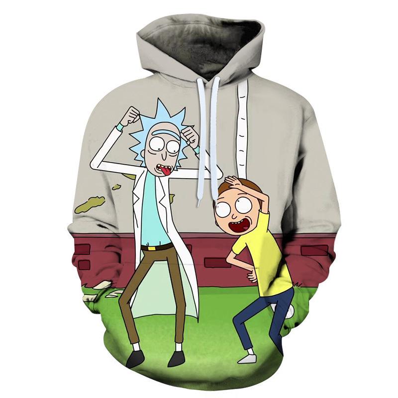 Autumn 3D Animation "Rick and Morty" Printed Hoodies Fashionable Casual Sports Long Sleeved Men's Hooded Sweatshirts