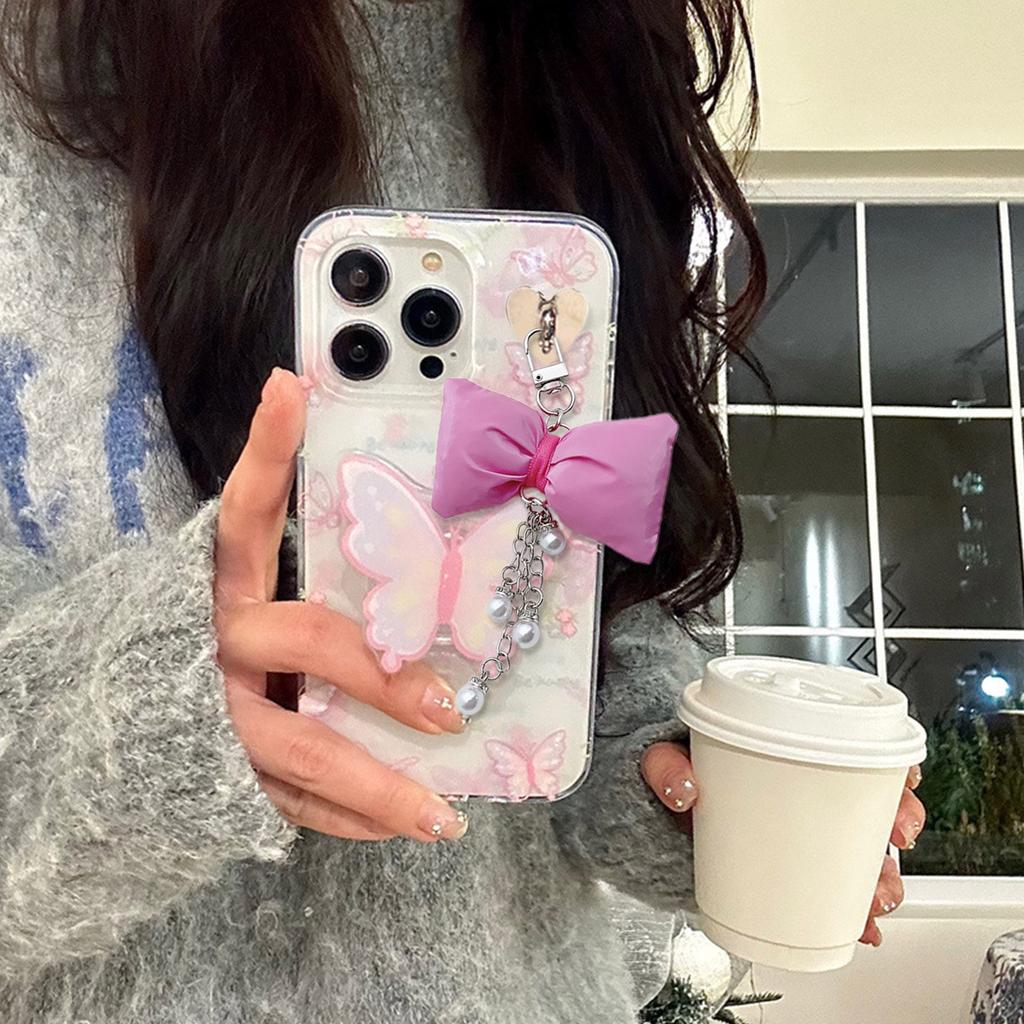 Брелок с жемчужной цепочкой и бантом, милые украшения, брелок, украшение для рюкзака, сумки, подвеска, подарок для девочек и женщин