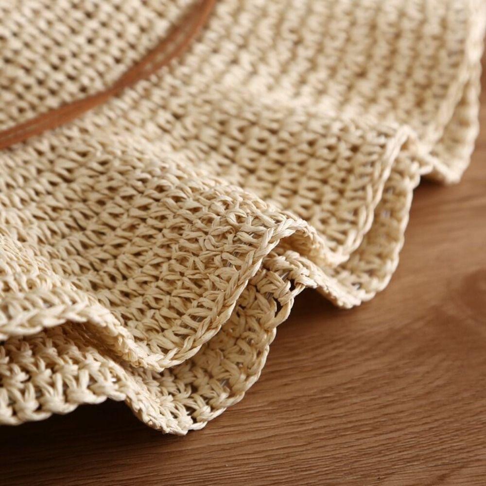 Французский стиль Складные соломенные шляпы Весна Лето Женская шляпа от солнца Бант Соломенная шляпа На открытом воздухе