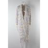 Women Plaid Open Front Long Cardigan Colorful Tassel Hem Long‑sleeve Knit Coat Casual Loose Maxi Outerwear For Ladies