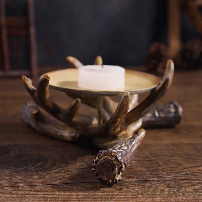 1 Antler Candle Holder Resin Ornament, Rustic and Elegant Design, Perfect for Home Decor, Table Centerpiece