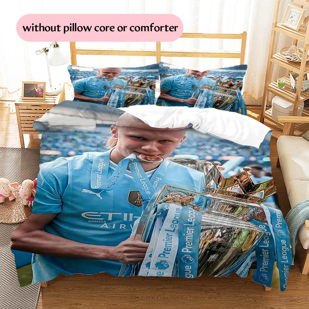 Erling Haaland Pattern Bedding Home Decoration Birthday Gift (1 * duvet cover + 2 * pillowcase, without core)
