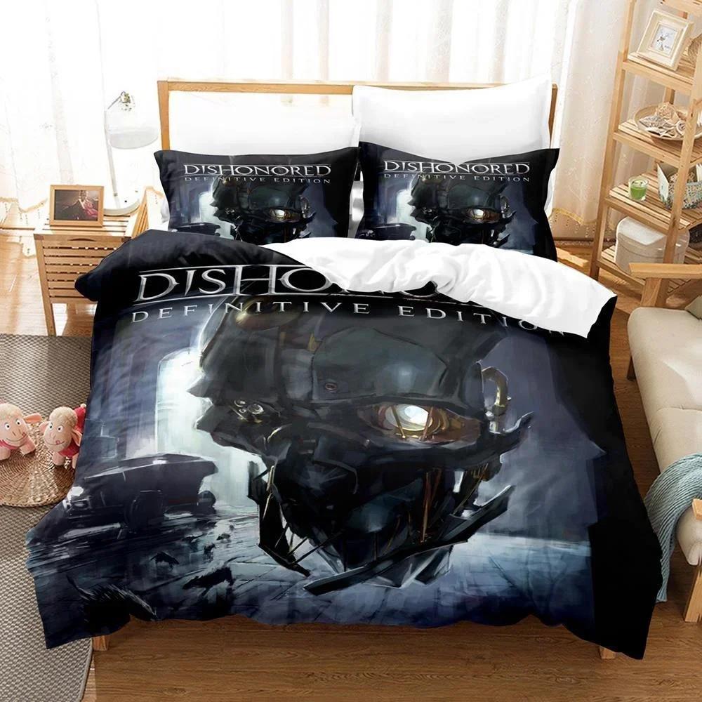 3D-принт Игра Dishonored Постельное белье Пододеяльник Одеяло Постельное белье Пододеяльник Наволочка King Queen Twin Размер Мальчики Девочки Взрослые