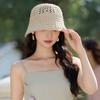 Hollow Out Knitted Bucket Hat Temperament Woven Fisherman Hat Visor Cap Sun Protection Cap  Spring