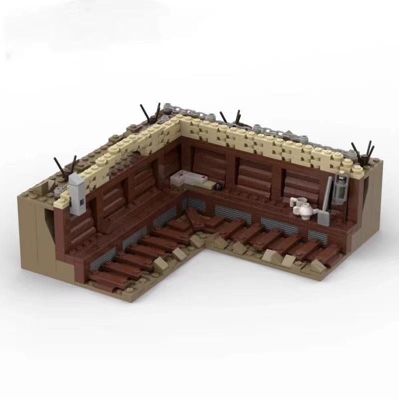 Military Series Wwii Trench Building Block Front Line Command Center Model Assembled Toy Compatible Set
