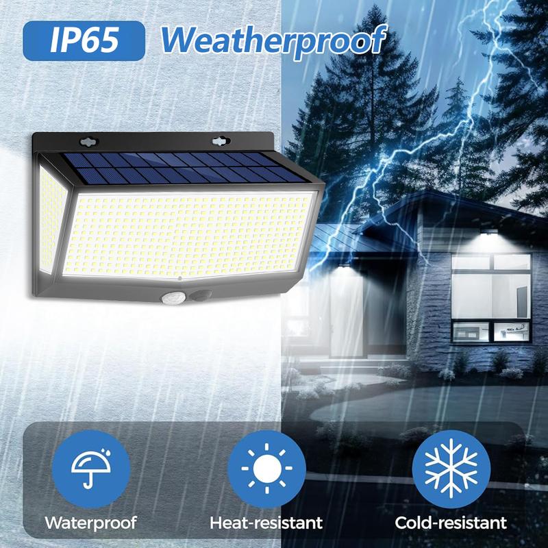 Outdoor Solar Motion Sensor Lights 468/528 LED Waterproof Solar Security Wall Lights for Garden Patio Pool Yard Fence Driveway