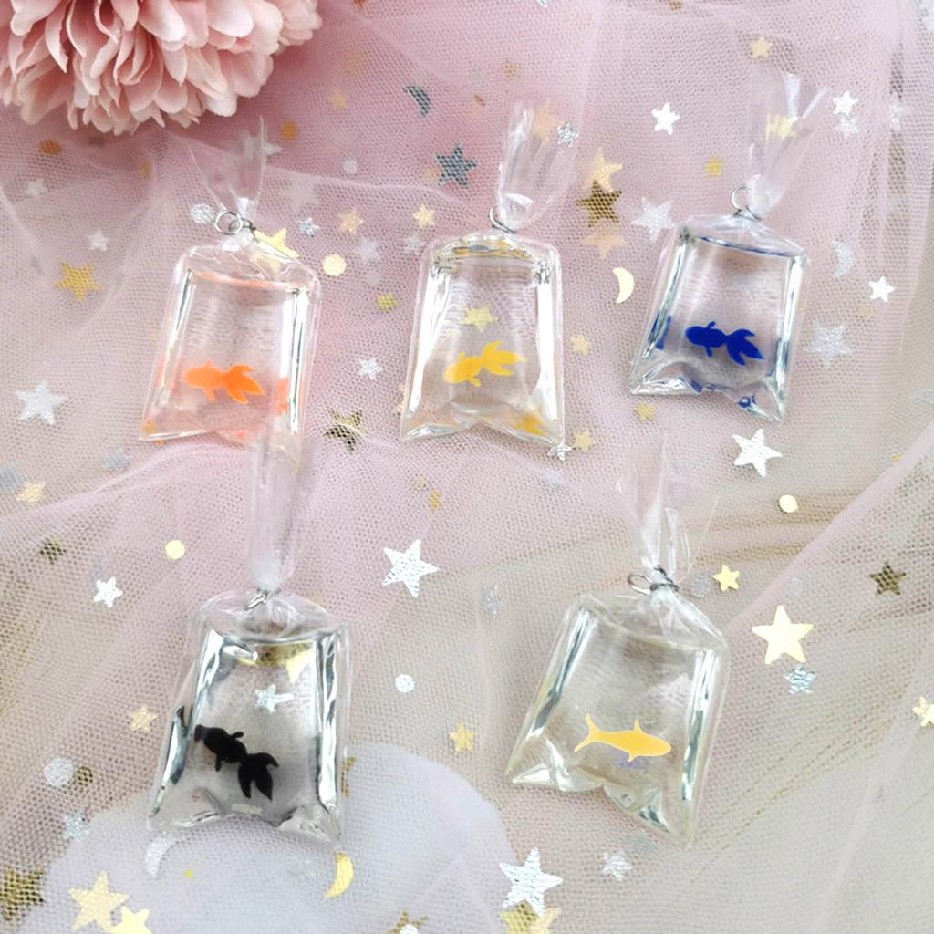 Clear Resin Fish Bag Charm Eye Catching Decorative Goldfish Water Bag Pendant Goldfish In Water Bag Pattern Charm DIY