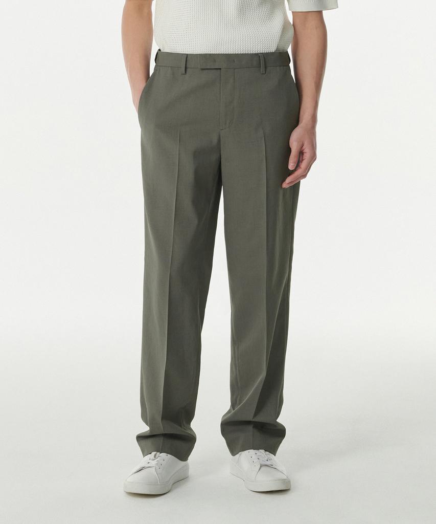 MUSINSA STANDARD Cool Touch Semi-Wide Hidden Banding Slacks [Khaki Gray]