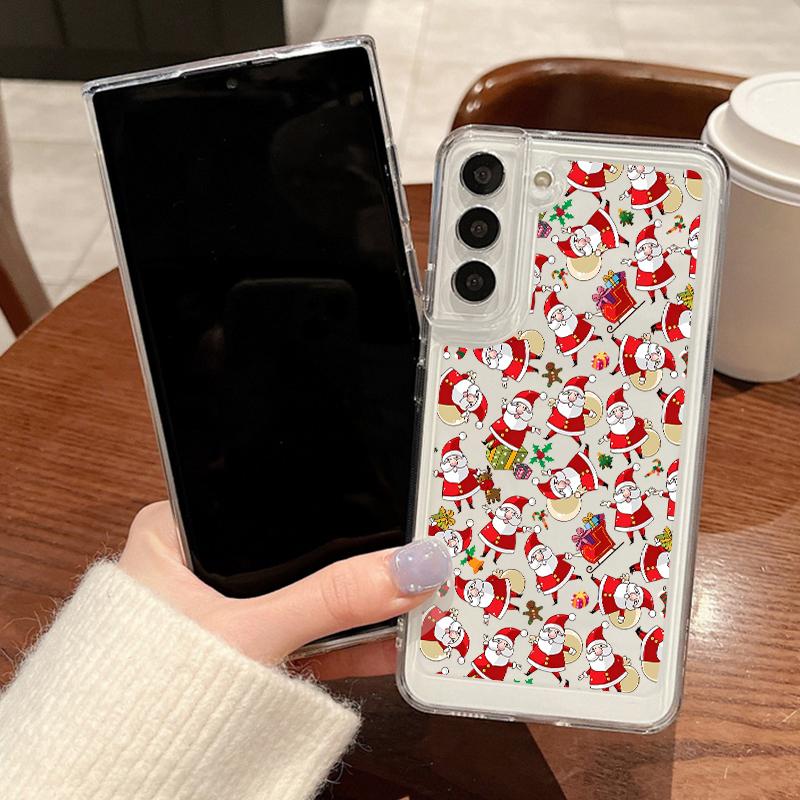 Чехол для телефона с рождественским узором лося для Samsung Galaxy S25 S24 S22 Ultra S23 S24 FE A17 A56 A16 A36 A26 A55 A15 A25 A54 5G Противоударный Прозрачный Мягкий Чехол