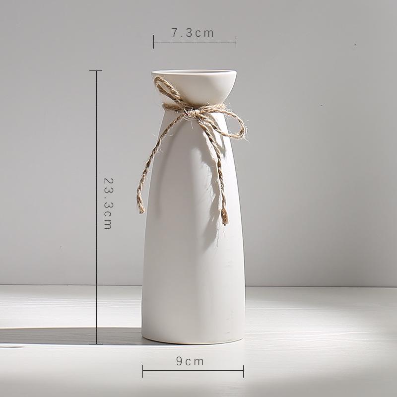 Modern White Ceramic Vase for Small Fresh or Dry Flowers - Dining Table & Living Room Decor