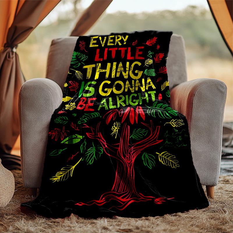 Reggae Flannel Blanket Soft Warm All-Season Throw, Design for Camping, Car Travel, Hiking Sofa, Bed, Office Perfect Gift for Parties