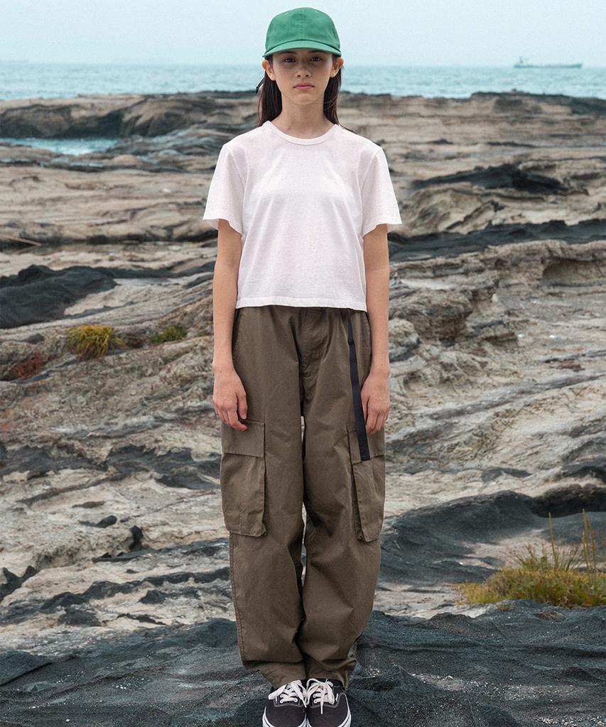MIDNIGHT12AM Wide Tapered Cargo Pants - Khaki
