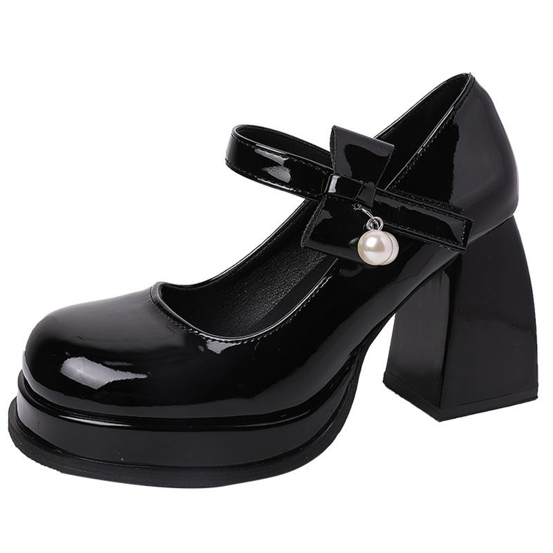 Винтажные туфли Мэри Джейн на толстом каблуке, женские новые летние туфли на танкетке с бантом, универсальные одинарные туфли