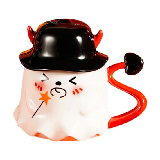 Halloween Coffee Mug Ghost Wearing Hat Shape Ceramic Cup Dishwasher Safe Festive Mug Seasonal Decoration Gift