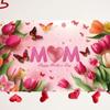 Pink Tulip Flower Background I Love You Best Mom Hanging Banner  Happy Mother’s Day Decor