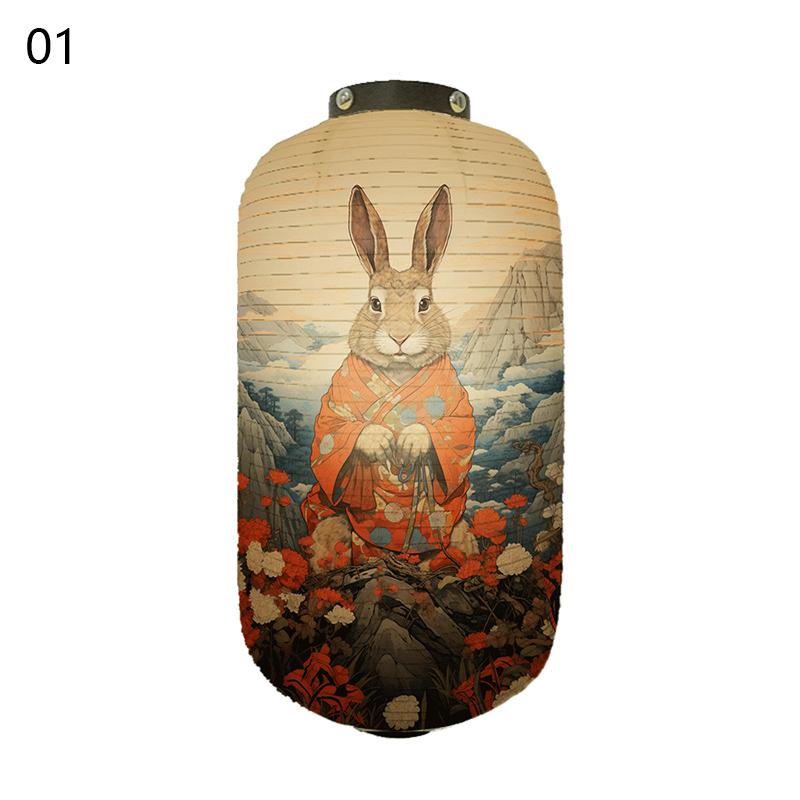 Японский традиционный бумажный фонарь в стиле укиё-э с изображением кролика, ресторан, кухня изакая, магазин суши, подвесной декор