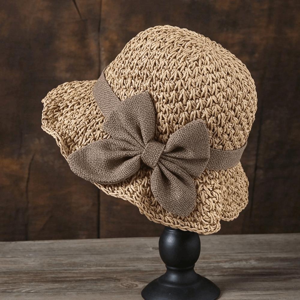 Sunscreen Sunshade Bucket Hat Bowknot Panama Hat Fashion Beach Straw Hat Daily