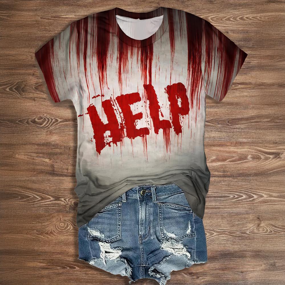 Футболки с 3D-принтом Summer Letter Funny Blood, женская уличная одежда, повседневная винтажная футболка Y2k с коротким рукавом, футболки с круглым вырезом, топы, одежда