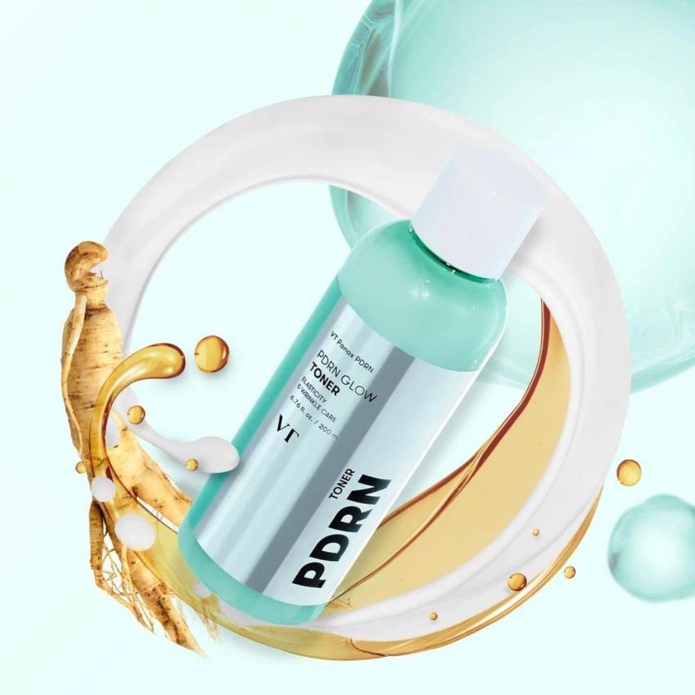 VT COSMETICS Набор: Тонер PDRN Glow + Бутылочка-спрей (200 мл x 2 шт. / 6,76 жидк. унц.. унция X 2 шт.)