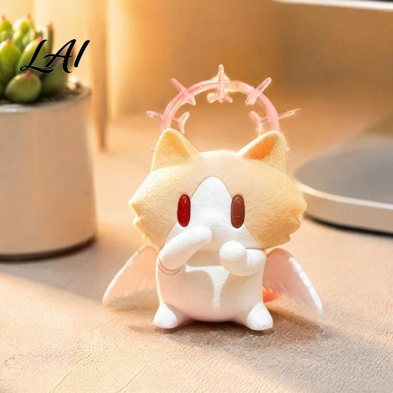 Heart Warming Gift for Holidays Cute 3D Printed Cat Figurine Cartoon Desk Ornament with Playful Mouth Covering Novelty Birthday Design Compact