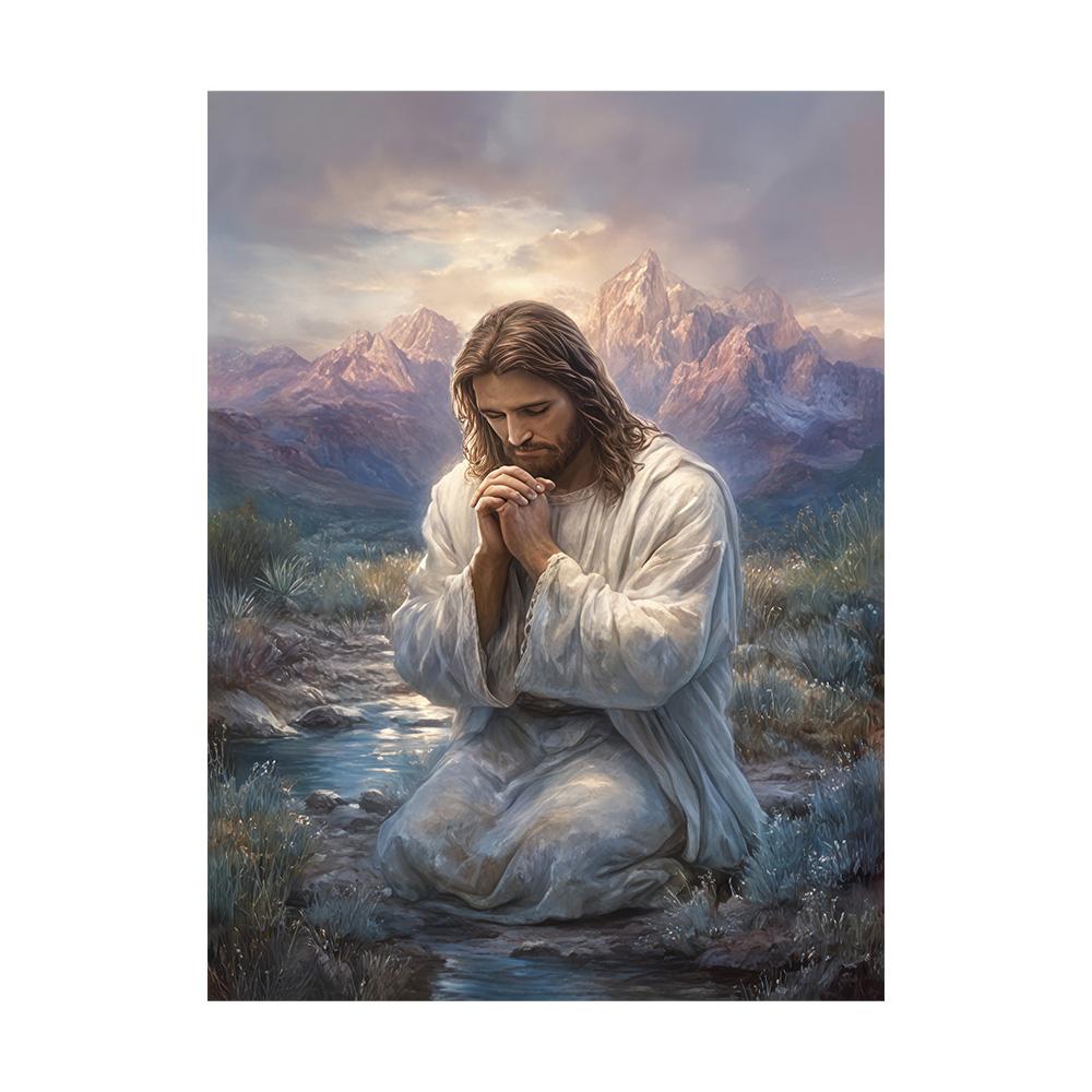 Настенная роспись «Молящийся Иисус», Религиозное изображение, Минималистичная скандинавская стиль Картина для молитвы, Напечатанная на холсте, Декор для дома, Настенное искусство, Картины для гостиной