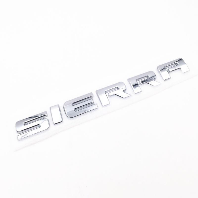 1 Pcs Black / Silver 3D Sierra Badge Nameplate Letter Door Rear Tailgate Emblem Decal Car Sticker for Sierra 1500 2500HD 3500 HD