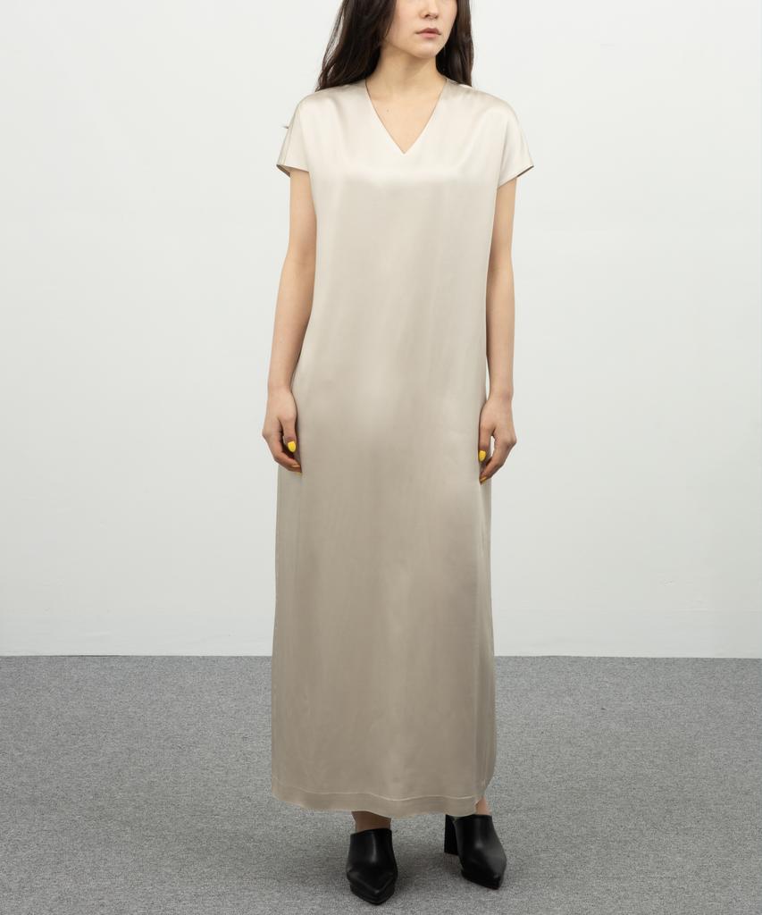 RAW TO RAW Wrd038 Drop Shoulder Sleeveless Satin Dress (White Sand)