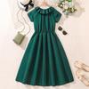 7-12Y Girls' Children's Suit Children's Dress Summer Skirt New Solid Colour Splicing Sleeve Princess Skirt