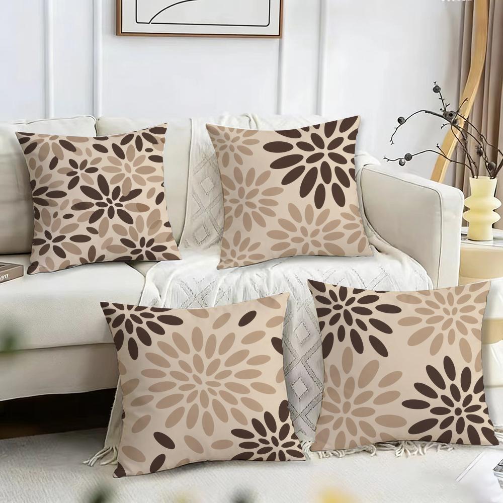 Neutral Floral Pattern Cushion Cover Pillow Case Short Plush Square Throw Pillow Covers Pillowcase Sofa Home Decor Gift