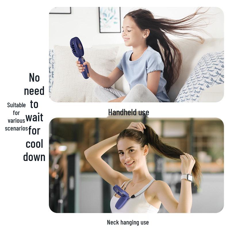 USB Rechargeable Portable Neck-Hanging Mini Fan - New Foldable Handheld/Desktop Model
