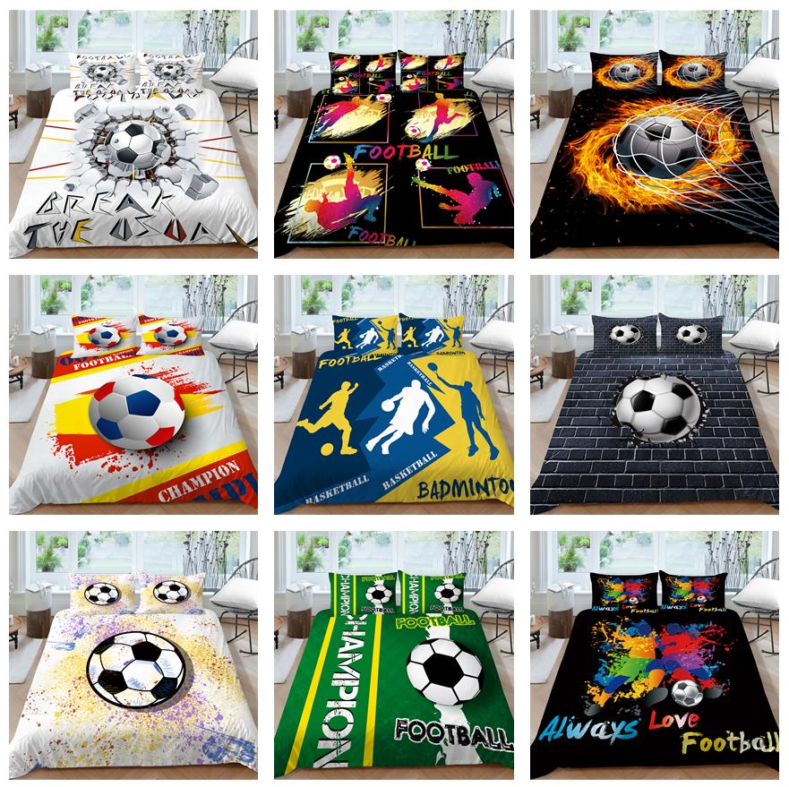 Комплект постельного белья с 3D футбольным принтом, пододеяльник со спортивным узором, наволочка, очень большой размер, украшение для дома
