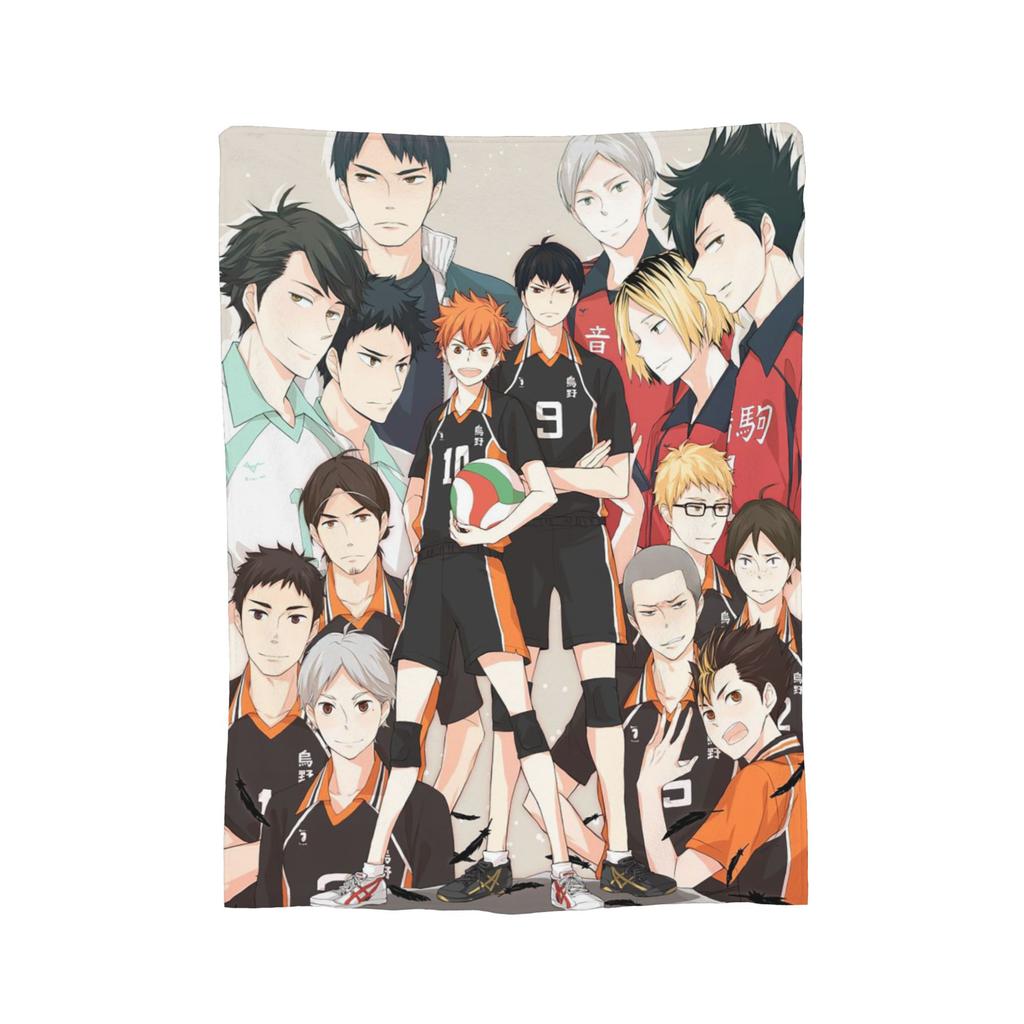 Haikyuu Japanese Anime Flannel Blankets Hinata Shoyo Customized Throw Blanket for Sofa Bedding Lounge 125*100cm Quilt,