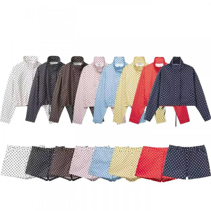 Womens Polka Dot Print Baseball Jacket Loose Fit Long Sleeve Stand Collar Fall 2025