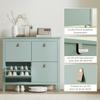 Shoe Cabinet for 20 Pairs, 4 Drop-Down Drawers, Removable Adjustable Shelves, Green