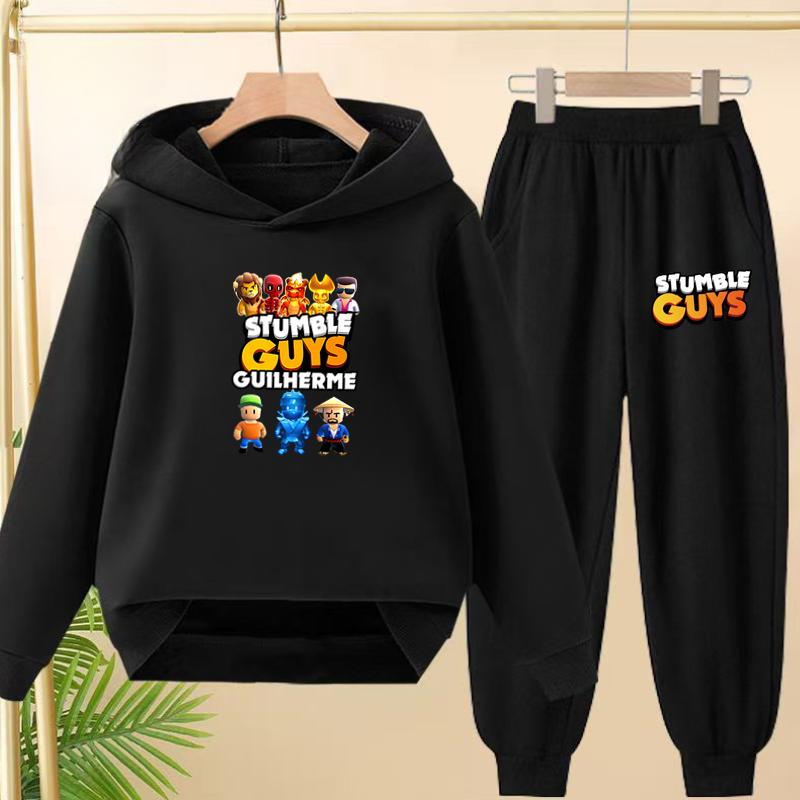 Children's Hoodie Pullover 3-12Yrs Anime GUYS Print Charming Coat Sweatshirt+Pants Boys Girls Toddler Trendy Clothes Leisure Set