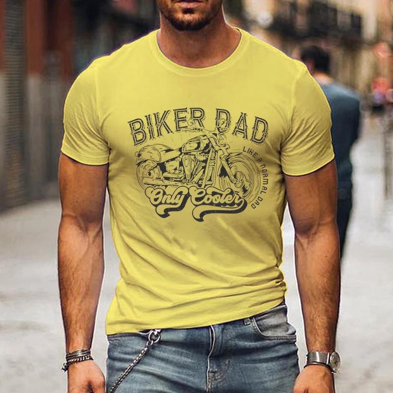Футболка для мужчин с изображением мотоцикла, принт «Байкер-папа», короткий рукав, классическая уличная футболка, мужские рубашки на День отца, свободные летние футболки