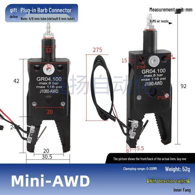 Pneumatic Gripper J1080: Robot Arm Clamp for Injection Molding