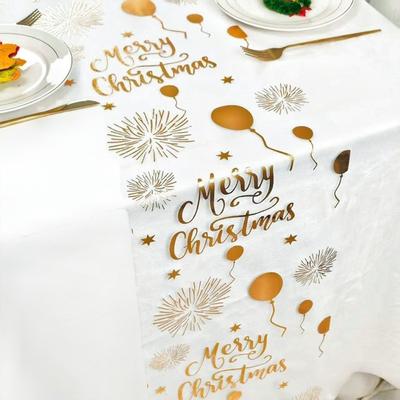 Горячее тиснение Флажок для стола на День Рождения Моющийся Дизайн с шариками Черно-золотой Скатерть-дорожка Полиэстер Скатерть-дорожка на День Рождения Праздник по случаю Дня Рождения