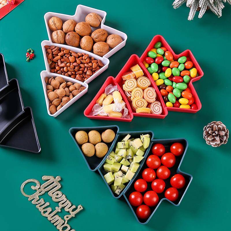 Поднос с несколькими отделениями в форме рождественской елки, тарелка для закусок/фруктов из ПС, праздничный декор и хранение, рождественский креатив