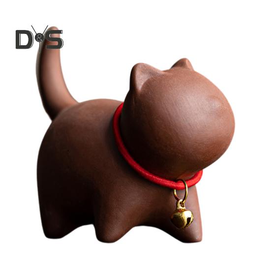 Чайный сервиз «Котенок» с изображением питомца в стиле кунг-фу, изготовленный вручную из фиолетового песка, для чайного домика в стиле восточной элегантности, для стола, домашнего офиса, чайной комнаты, уникальный подарок для любителей чая