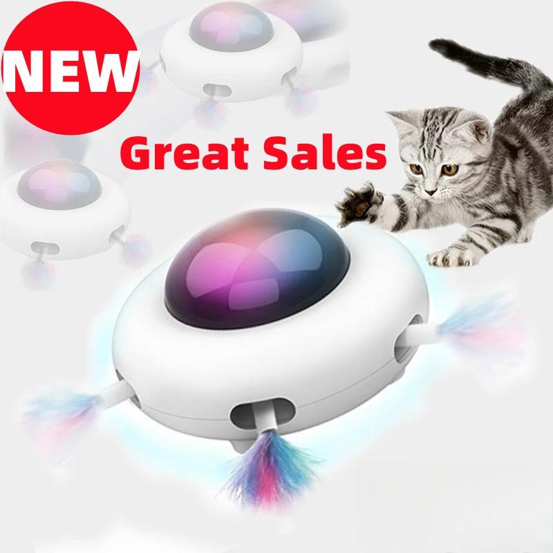 Автоматическая дразнилка с перьями, игрушки для кошек и котят, интерактивная активность, электрические сумасшедшие игрушки, интеллектуальные USB-перезаряжаемые игрушки для питомцев