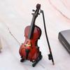 4pcs Wooden Wooden Miniature Cello With Stand Mini Musical Instrument  Office Decor