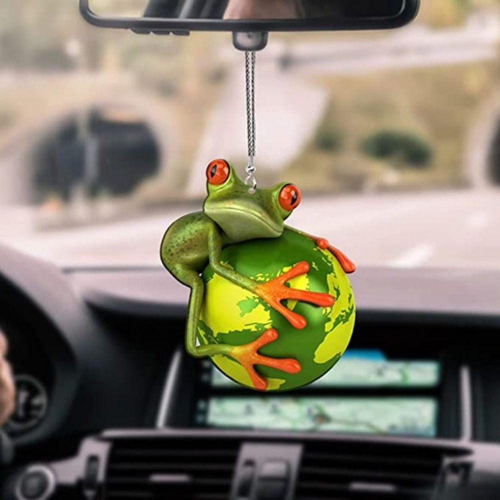 Small Green Frog Pendant 2D Acrylic Flat Ornaments Fashion Frog Car Pendant Home Decor
