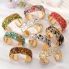 Zircon Cuff Bangles Stone Exaggerated Bracelet Fashion Wide Open Bangle  Women