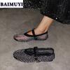 Crystal Hollow Flats Mary Jane Shoes Women Mesh Sandals Designer Summer 2025 Trend Woman Casual Dress Luxury Party Zapatos Mujer