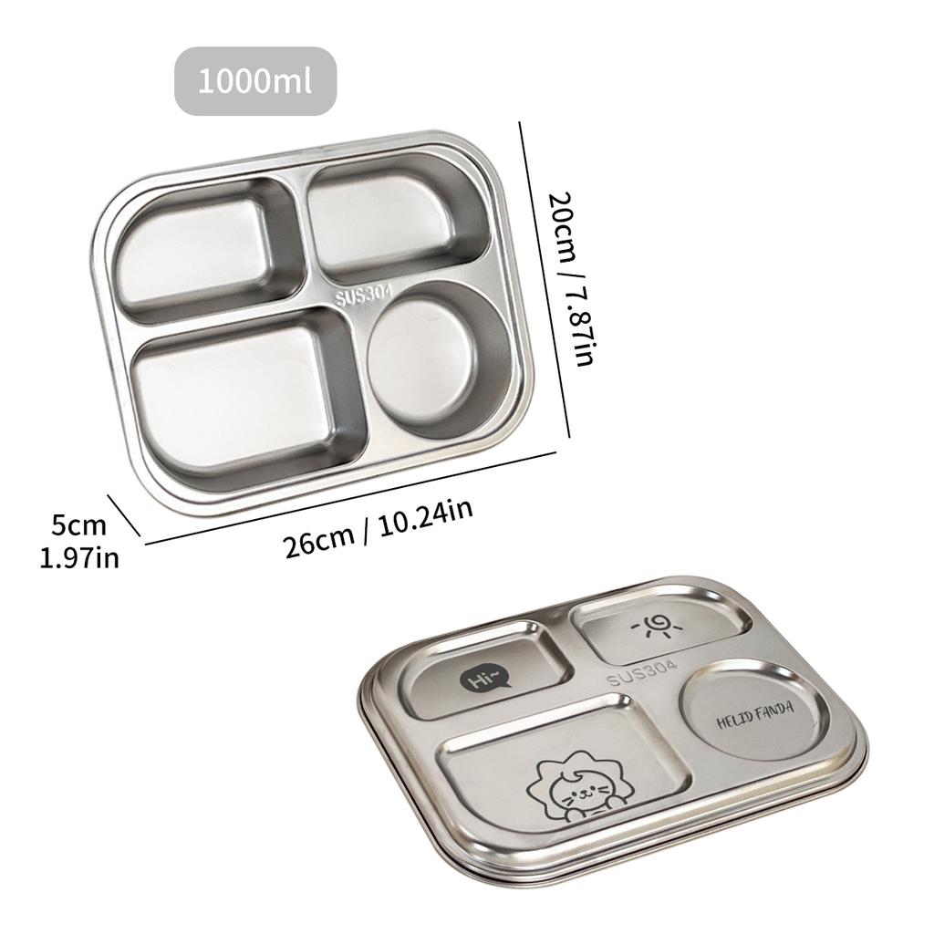 1/1,5 л Ланч-бокс из нержавеющей стали 304 с крышкой, отделения углублены, поднос для фаст-фуда, студенческая столовая, сетчатый бенто-бокс