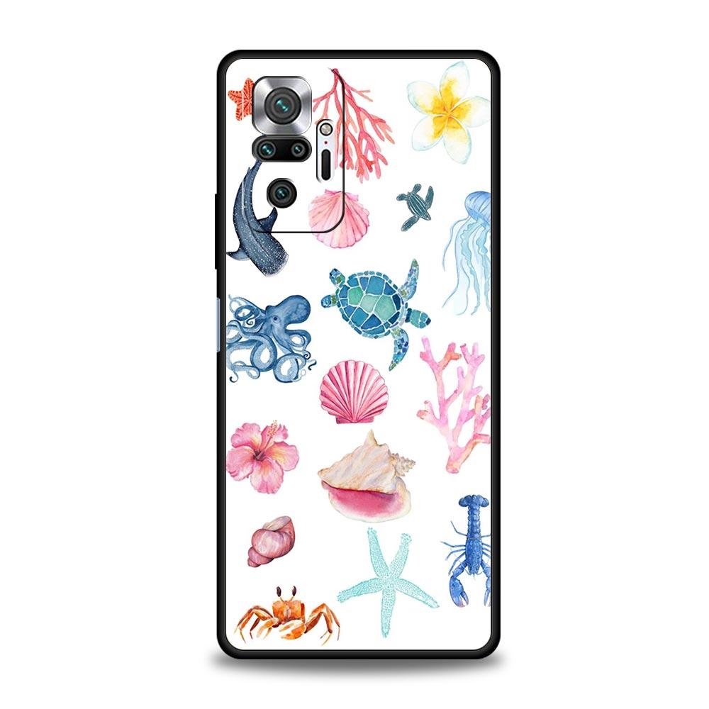 Чехол для телефона для Xiaomi Redmi Note 14 13 12 Pro Plus 5G 9S 9 10 11 4G 14C 13C 12C 10C 9C 9A, мягкий чехол, тема «Морская жизнь»