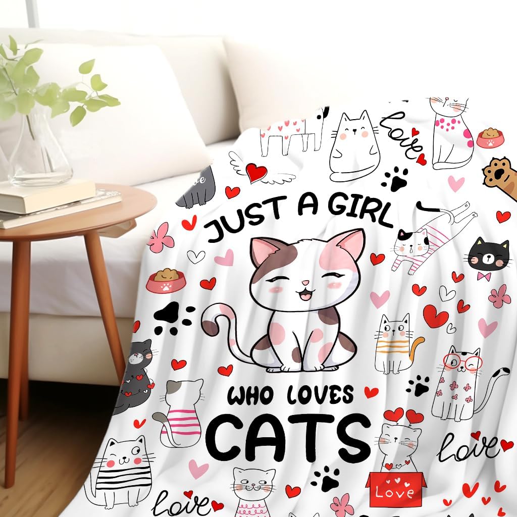 Милое одеяло для любителя кошек, который любит кошек, мультяшный дизайн, мягкий флисовый плед, подарок питомца для женщин, декор для дома, уютное постельное белье