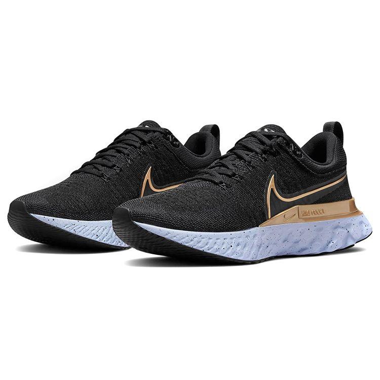 Nike React Infinity Run Flyknit 2 Женские кроссовки Black Metallic Gold Ghost Dark-Smoke-Grey CT2423-009